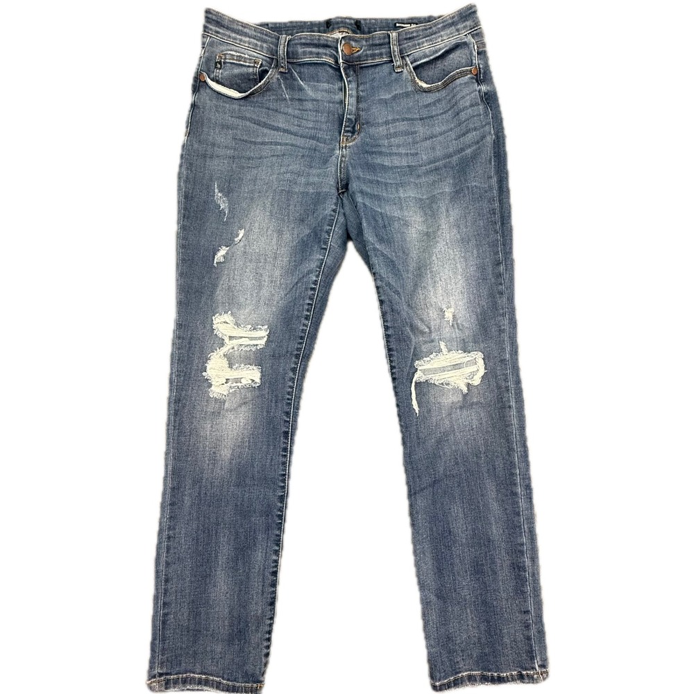 Judy Blue Boyfriend Fit Jeans Women 13/31 Blue Distressed Destroyed JB8284MDโ
